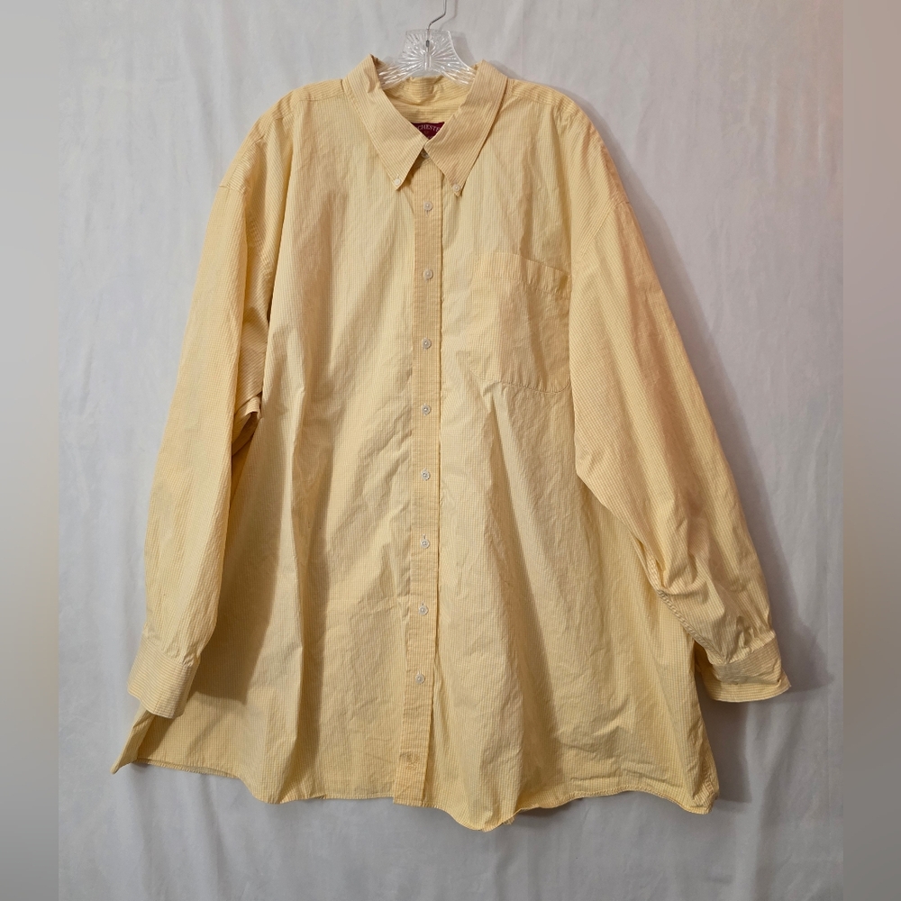 Rochester Button Down Mens Long Sleeve 5XL Big& Tall Yellow Striped Plaid Shirt